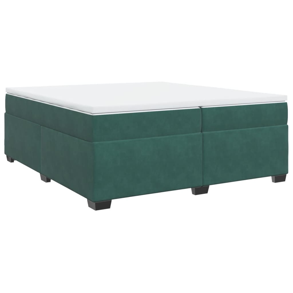 vidaXL Boxspringbett mit Matratze Dunkelgrün 200x200 cm Samt