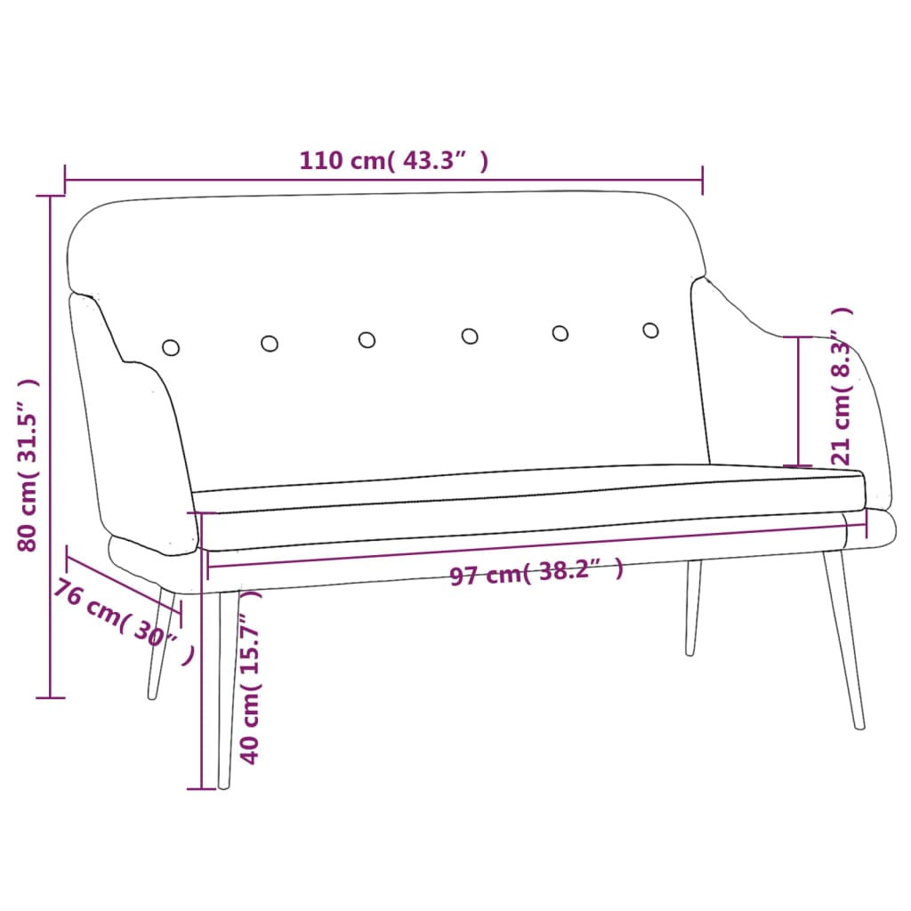 vidaXL Sitzbank Hellgelb 110x76x80 cm Stoff