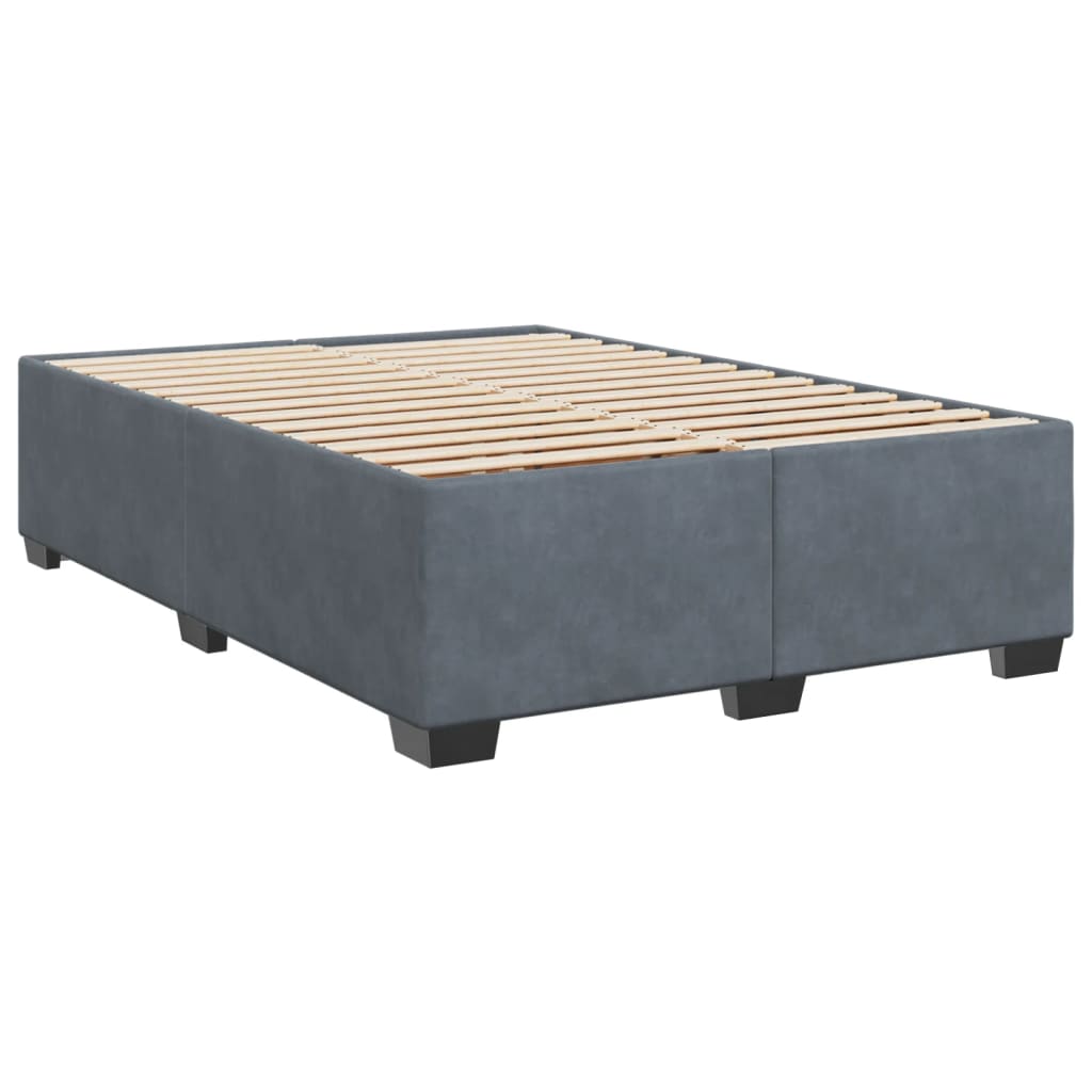 vidaXL Boxspringbett mit Matratze Dunkelgrau 140x190 cm Samt