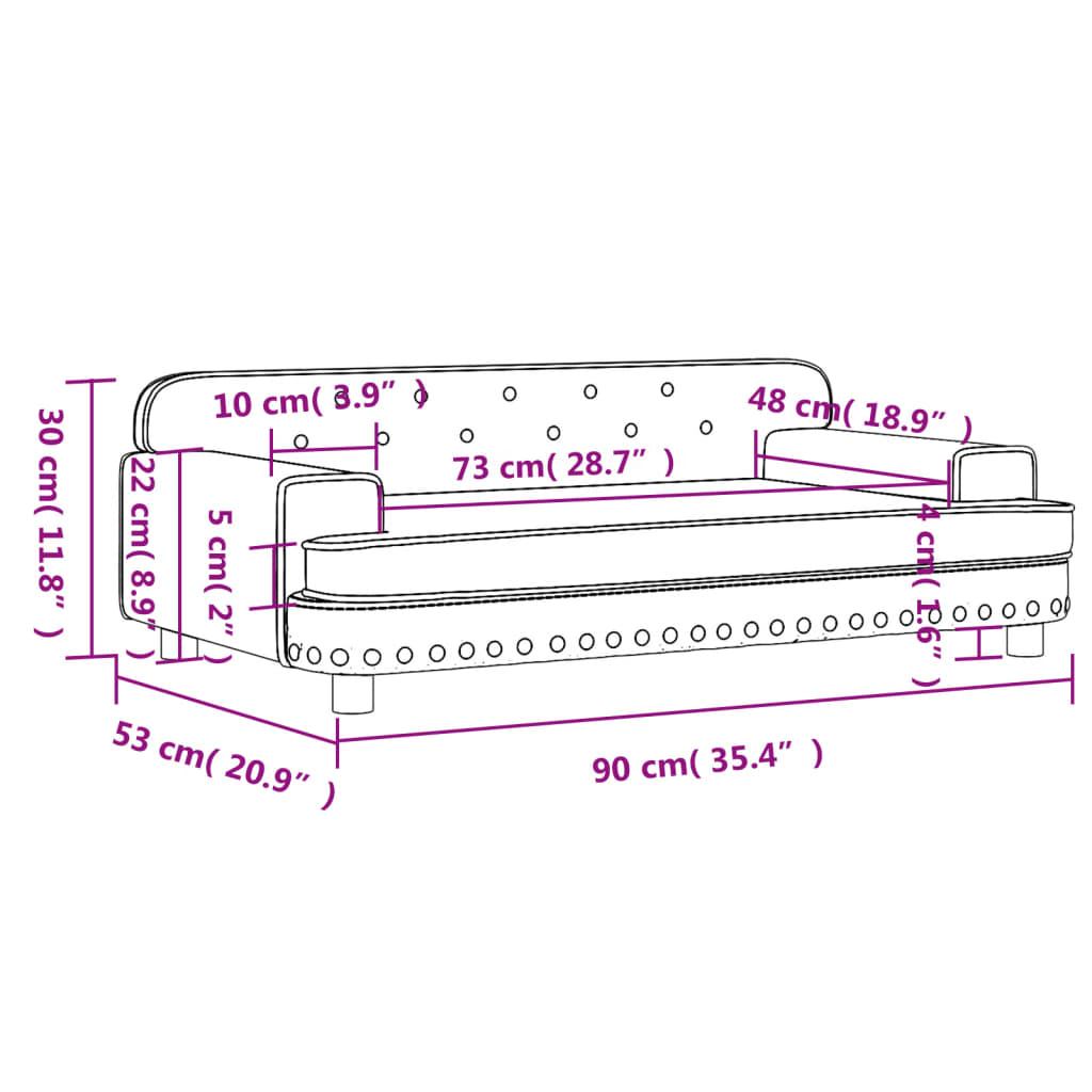 vidaXL Kindersofa Hellgrau 90x53x30 cm Samt