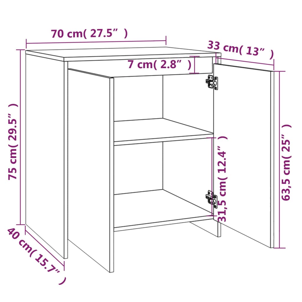 vidaXL 3-tlg. Sideboard Braun Eiche-Optik Holzwerkstoff