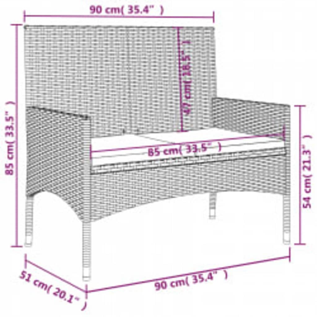 vidaXL 4-tlg. Garten-Lounge-Set mit Kissen Schwarz Poly Rattan