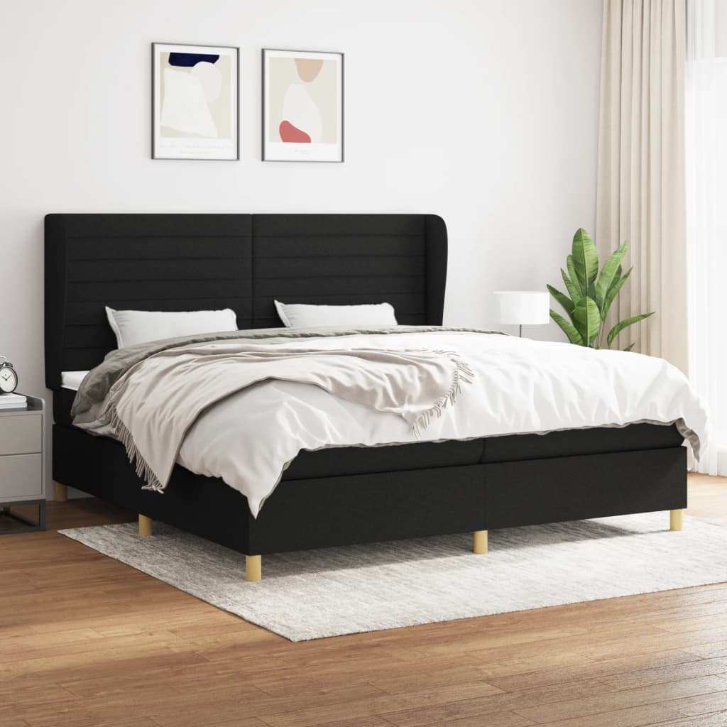 vidaXL Boxspringbett mit Matratze Schwarz 200x200 cm Stoff