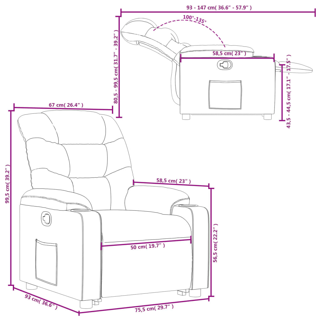 vidaXL Relaxsessel mit Aufstehhilfe Creme Kunstleder