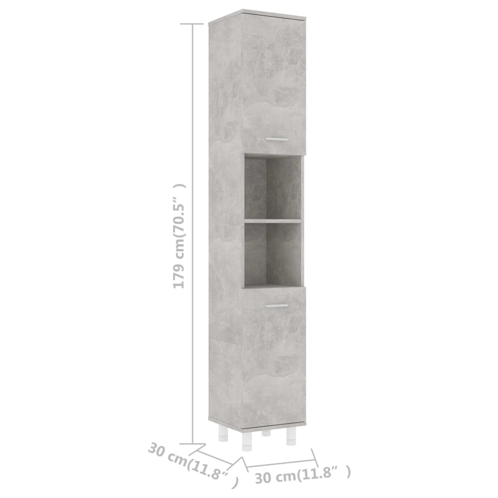 vidaXL 4-tlg. Badmöbel-Set Betongrau Holzwerkstoff