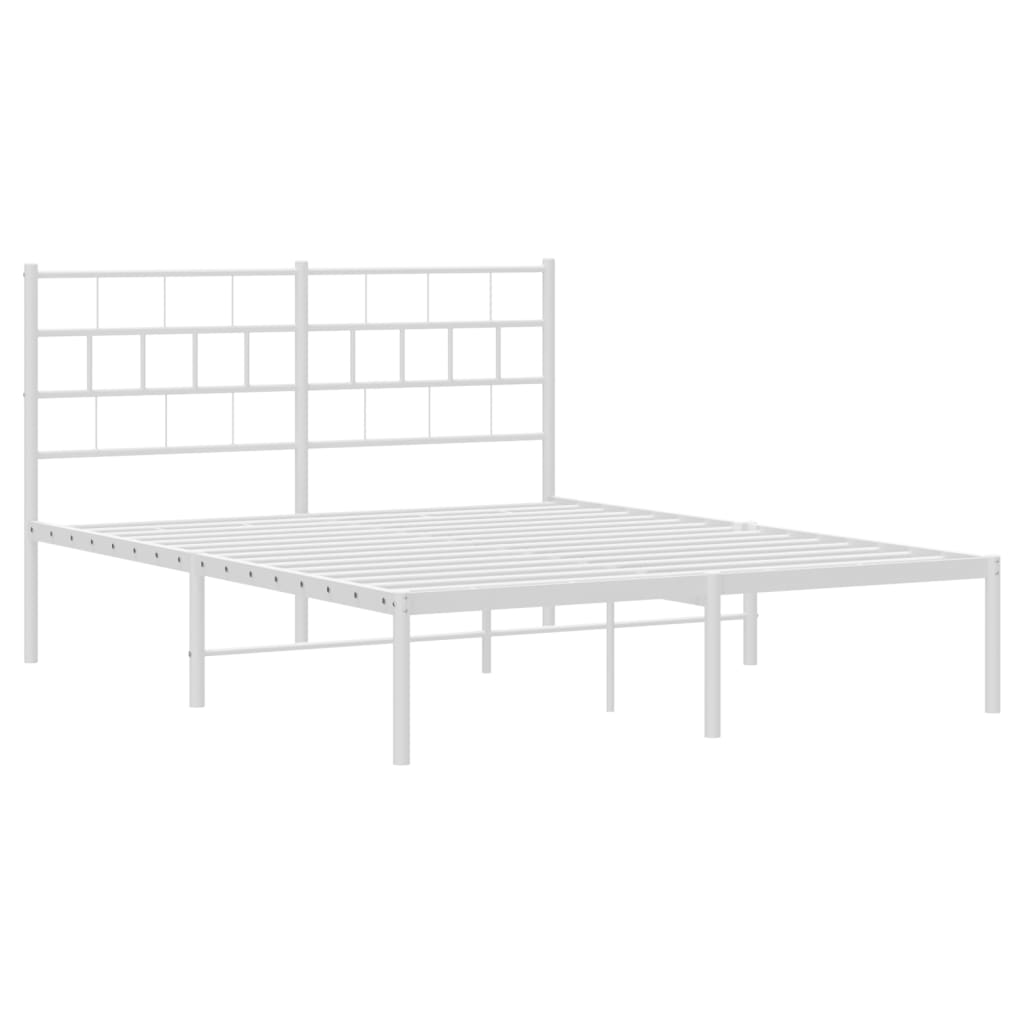 vidaXL Bettgestell mit Kopfteil Metall Weiß 135x190 cm