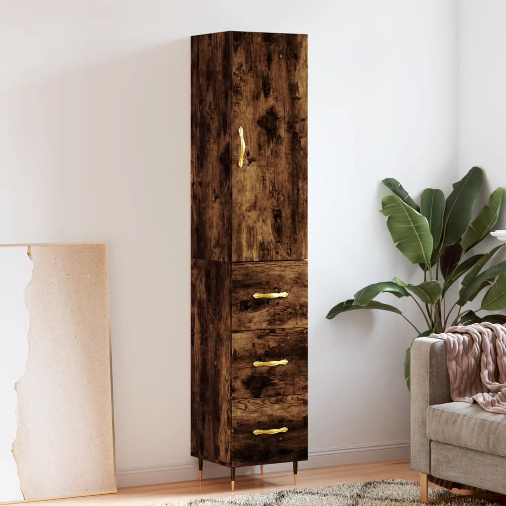 vidaXL Highboard Räuchereiche 34,5x34x180 cm Holzwerkstoff