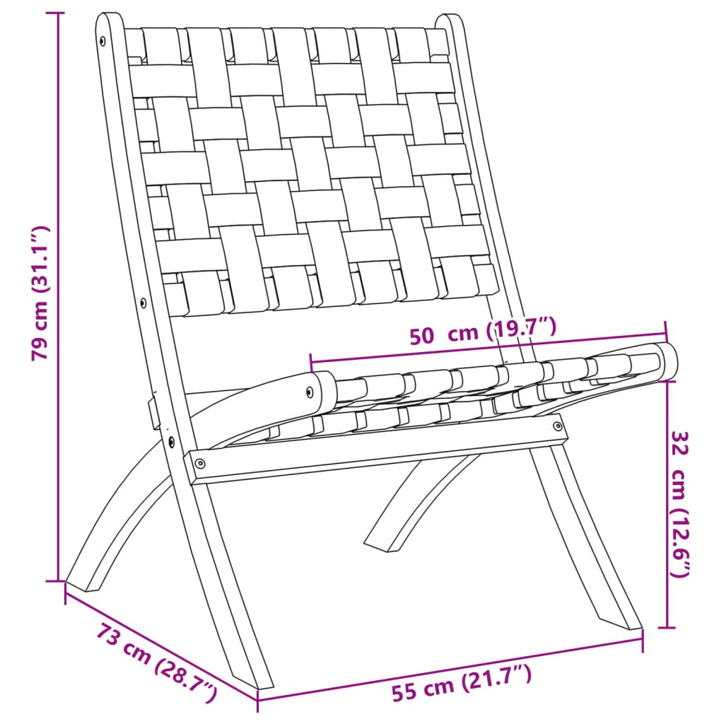 vidaXL Gartenstühle 2 Stk. Klappbar Rot Massivholz Akazie & Stoff