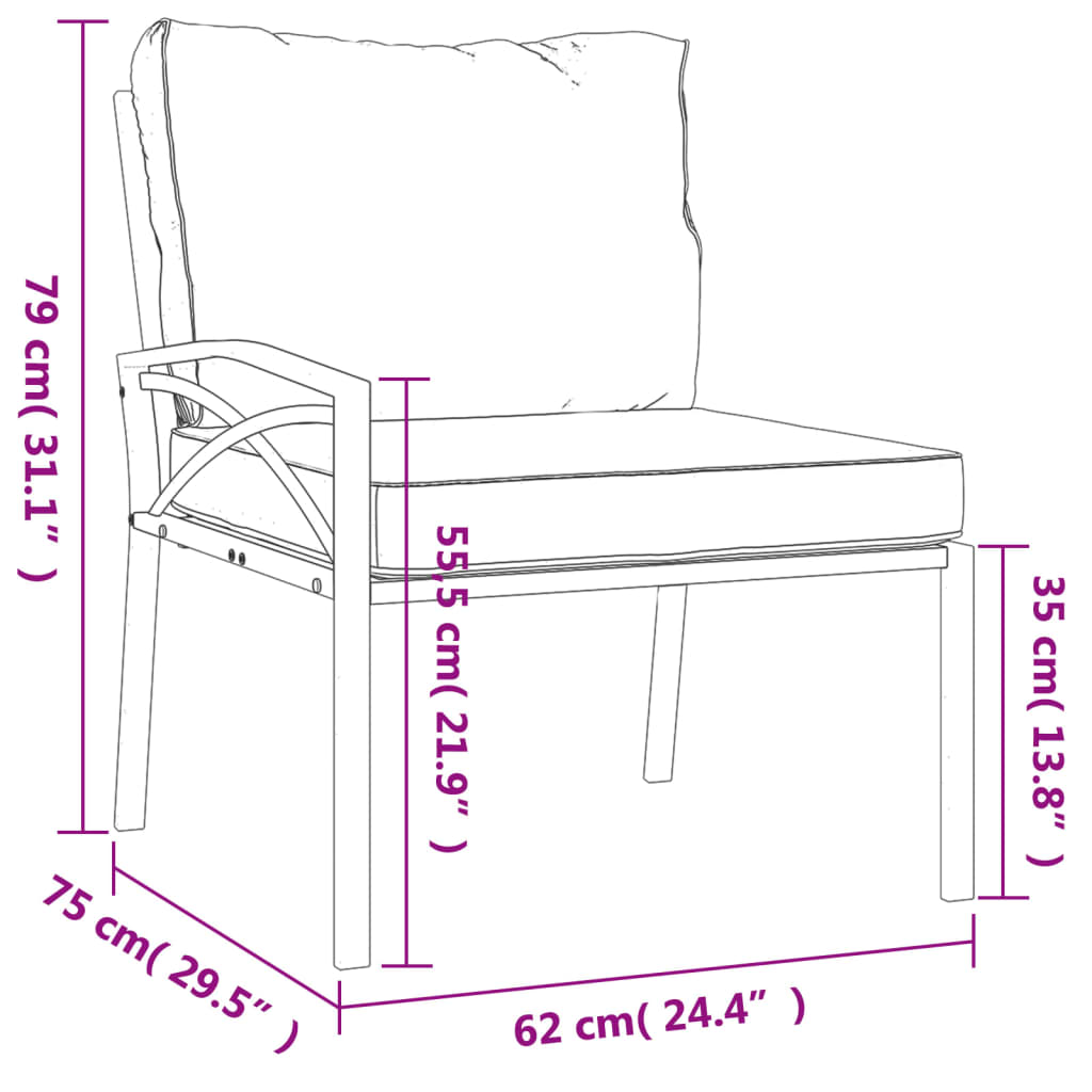 vidaXL 7-tlg. Garten-Lounge-Set mit Grauen Kissen Stahl