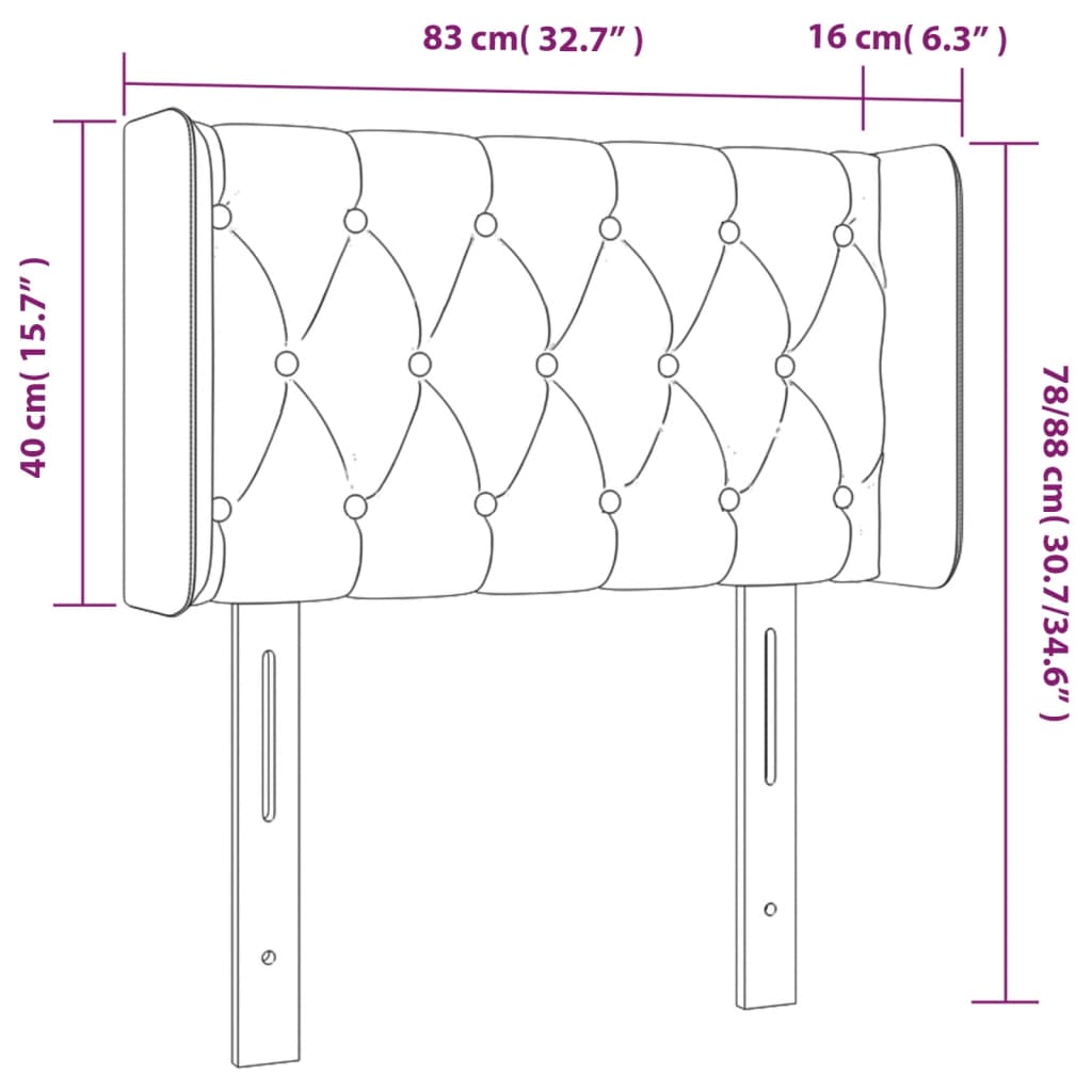 vidaXL LED Kopfteil Blau 83x16x78/88 cm Stoff