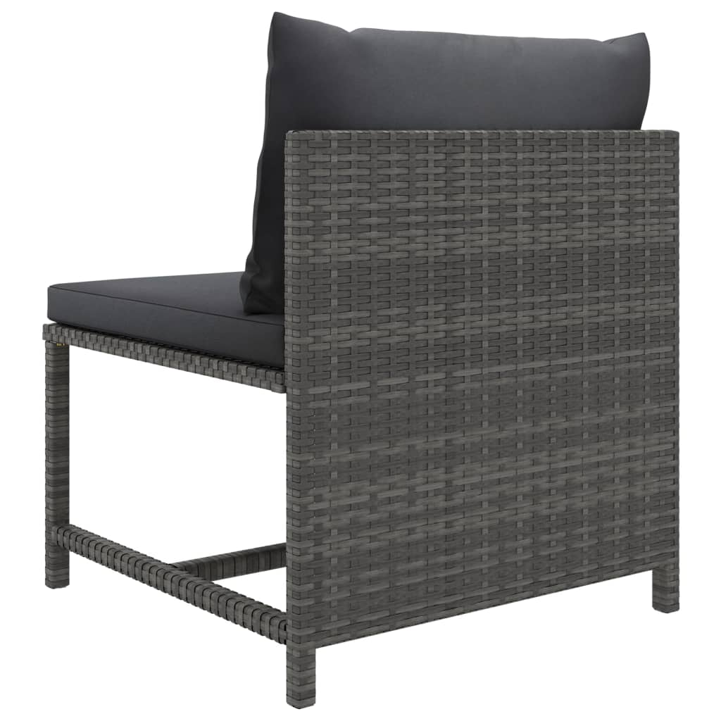 vidaXL 9-tlg. Garten-Lounge-Set mit Kissen Poly Rattan Grau