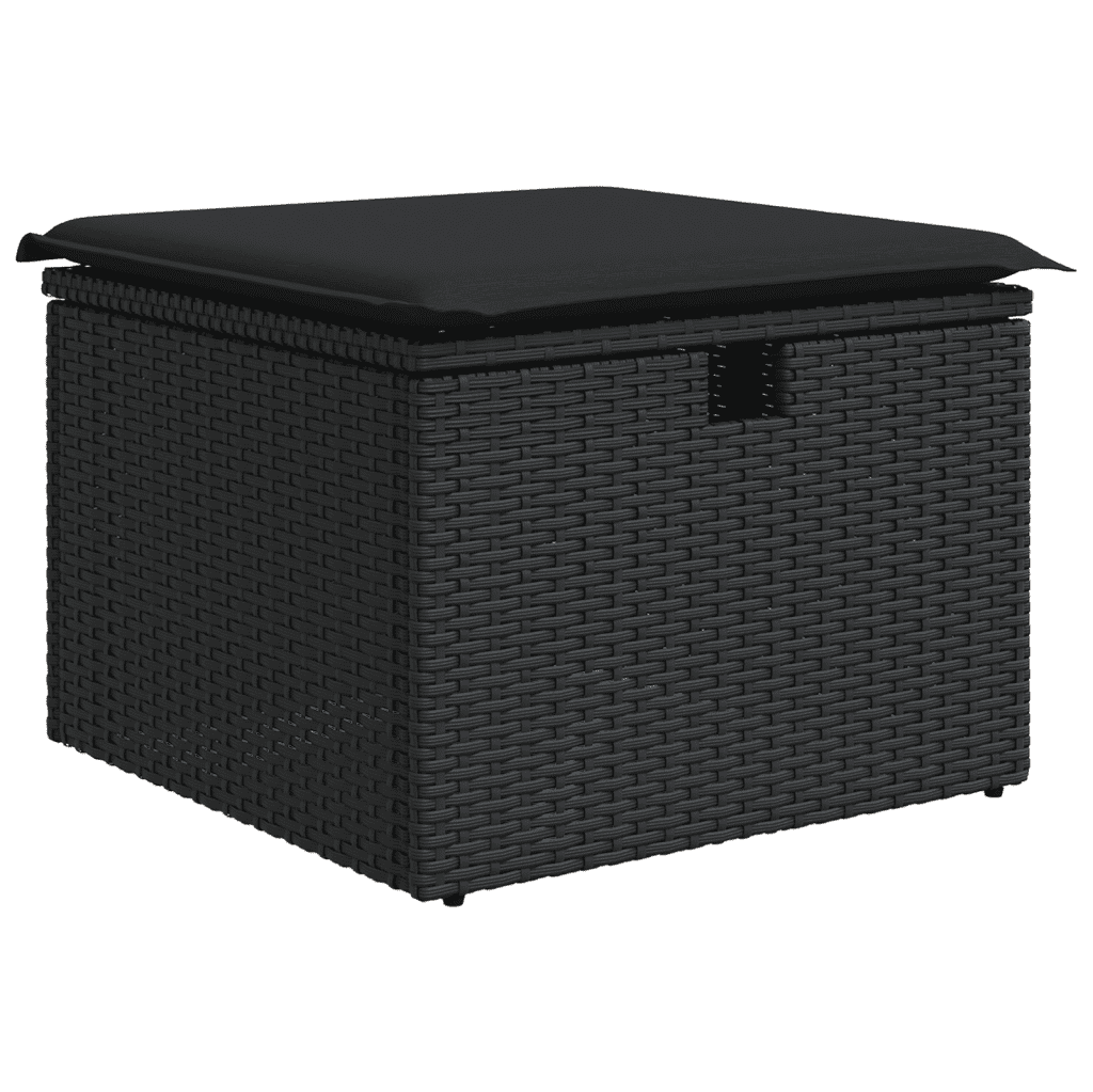 vidaXL 4-tlg. Garten-Sofagarnitur mit Kissen Schwarz Poly Rattan