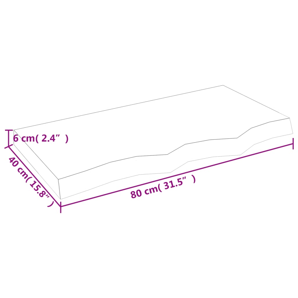 vidaXL Tischplatte 80x40x(2-6) cm Massivholz Eiche Unbehandelt