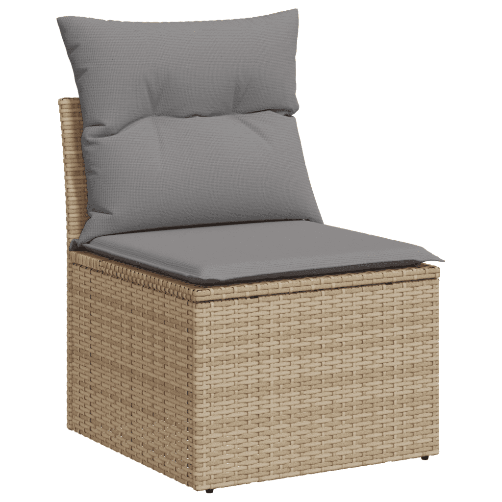 vidaXL 10-tlg. Garten-Sofagarnitur mit Kissen Beige Poly Rattan