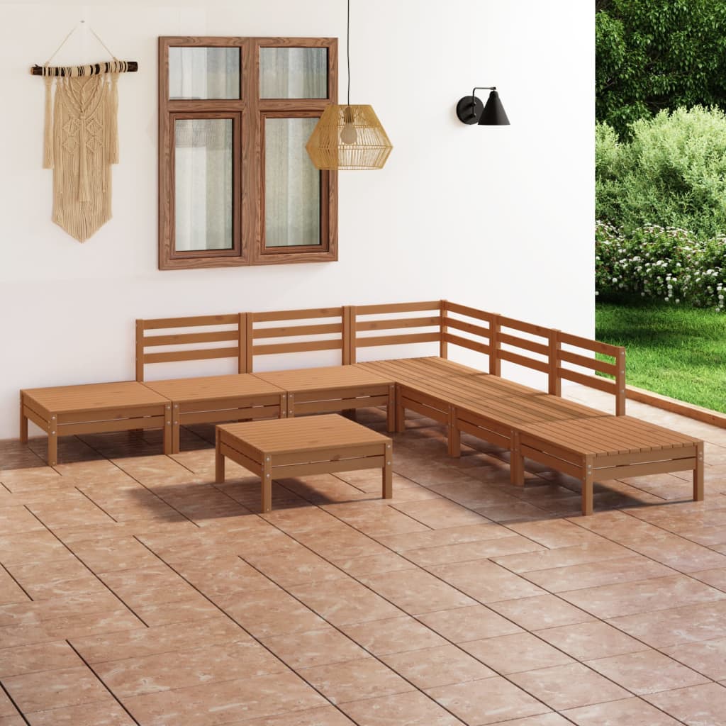 vidaXL 8-tlg. Garten-Lounge-Set Massivholz Kiefer Honigbraun