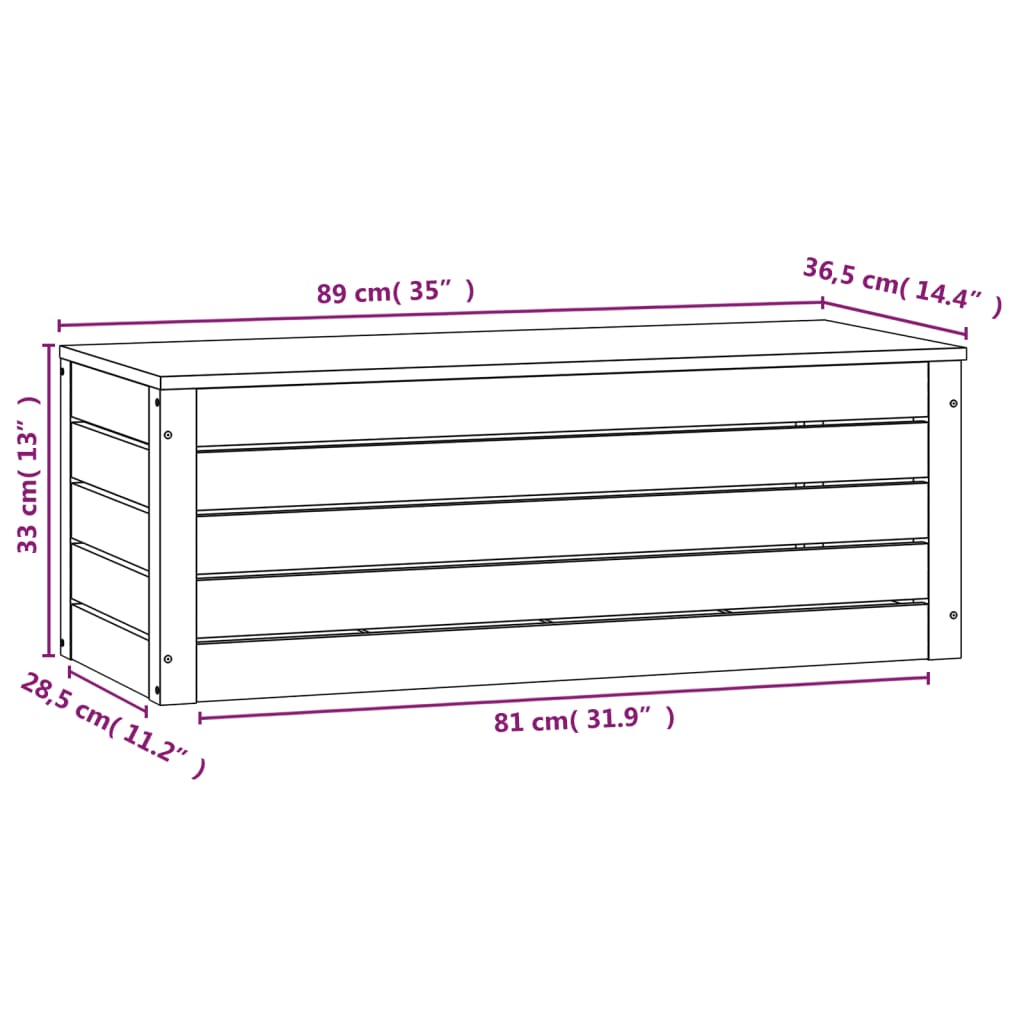 vidaXL Truhe Weiß 89x36,5x33 cm Massivholz Kiefer