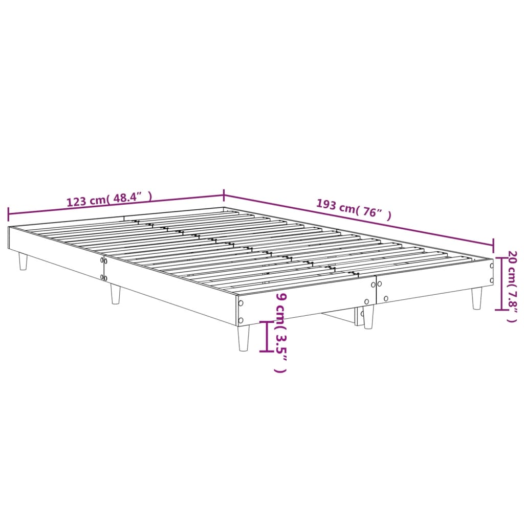 vidaXL Bettgestell ohne Matratze Braun Eiche 120x190 cm Holzwerkstoff