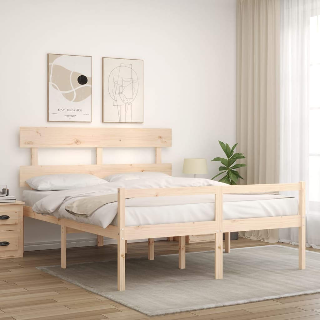 vidaXL Seniorenbett mit Kopfteil 160x200 cm Massivholz