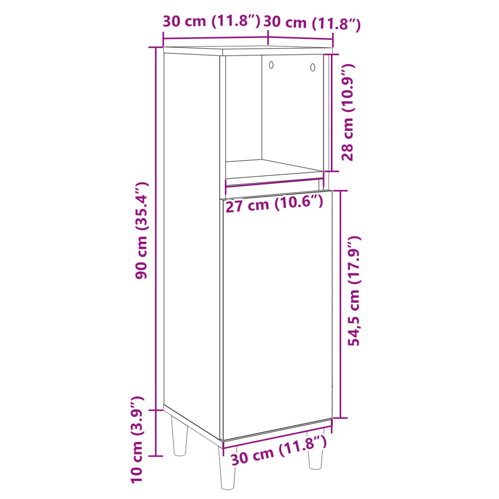 vidaXL Badschrank Sonoma-Eiche 30x30x100 cm Holzwerkstoff