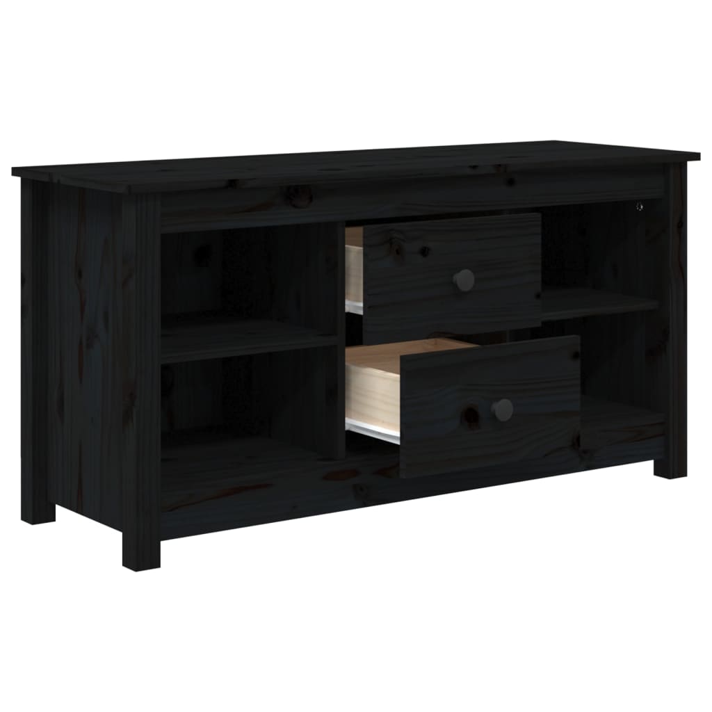 vidaXL TV-Schrank Schwarz 103x36,5x52 cm Massivholz Kiefer