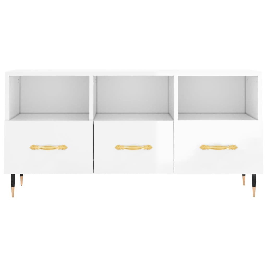 vidaXL TV-Schrank Hochglanz-Weiß 102x36x50 cm Holzwerkstoff