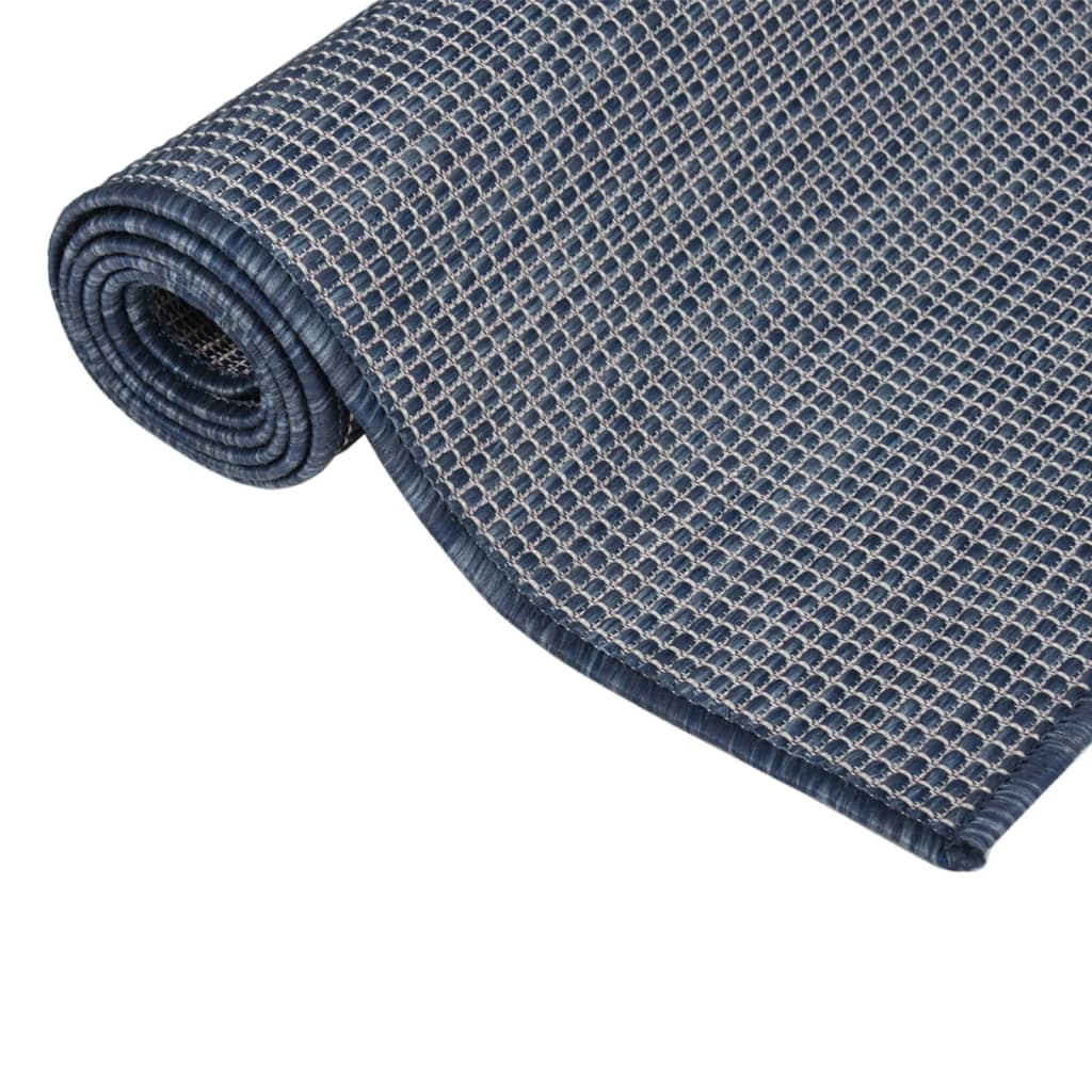 vidaXL Outdoor-Teppich Flachgewebe 100x200 cm Blau