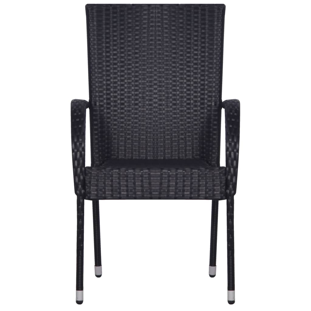 vidaXL 7-tlg. Garten-Essgruppe Poly Rattan Schwarz