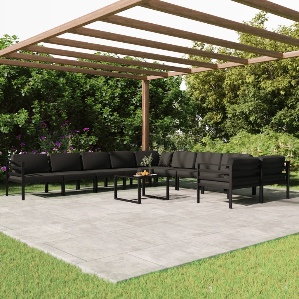 vidaXL 11-tlg. Garten-Lounge-Set mit Kissen Aluminium Anthrazit