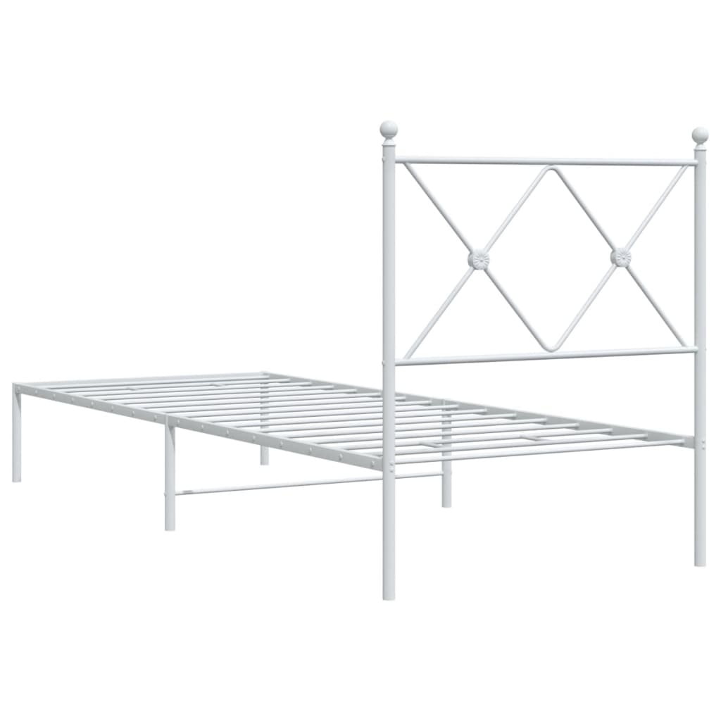 vidaXL Metallbett ohne Matratze mit Kopfteil Weiß 75x190 cm