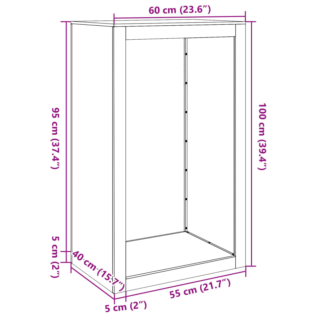 vidaXL Brennholzregal 60x40x100 cm Verzinkter Stahl