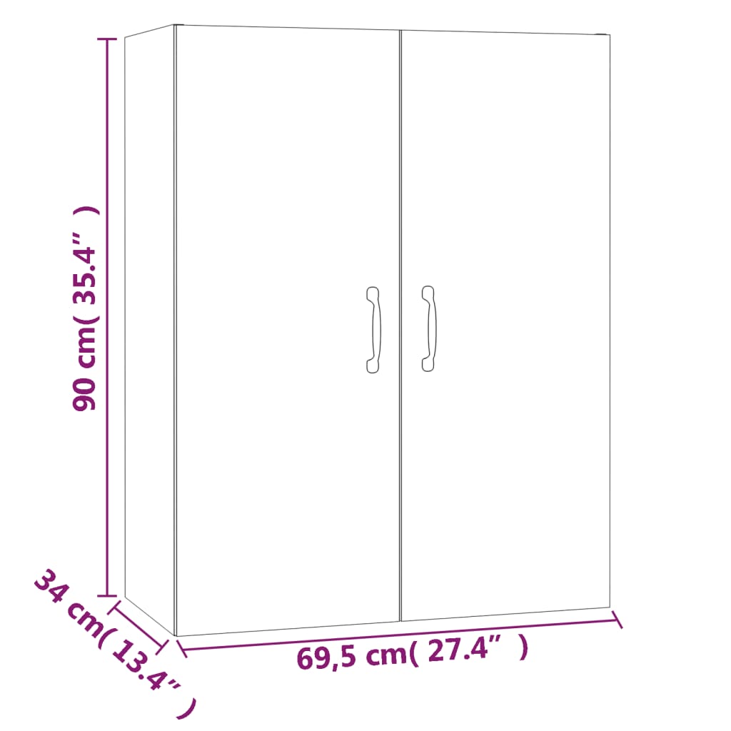 vidaXL Hängeschrank Weiß 69,5x34x90 cm Holzwerkstoff