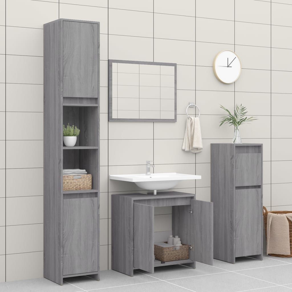 vidaXL Badschrank Grau Sonoma 60x33x61 cm Holzwerkstoff