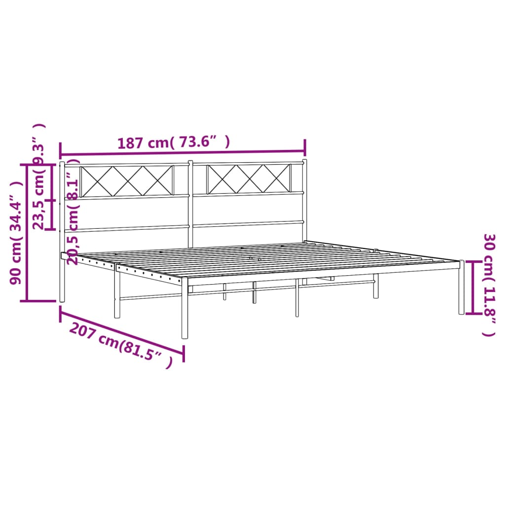 vidaXL Bettgestell mit Kopfteil Metall Weiß 180x200 cm