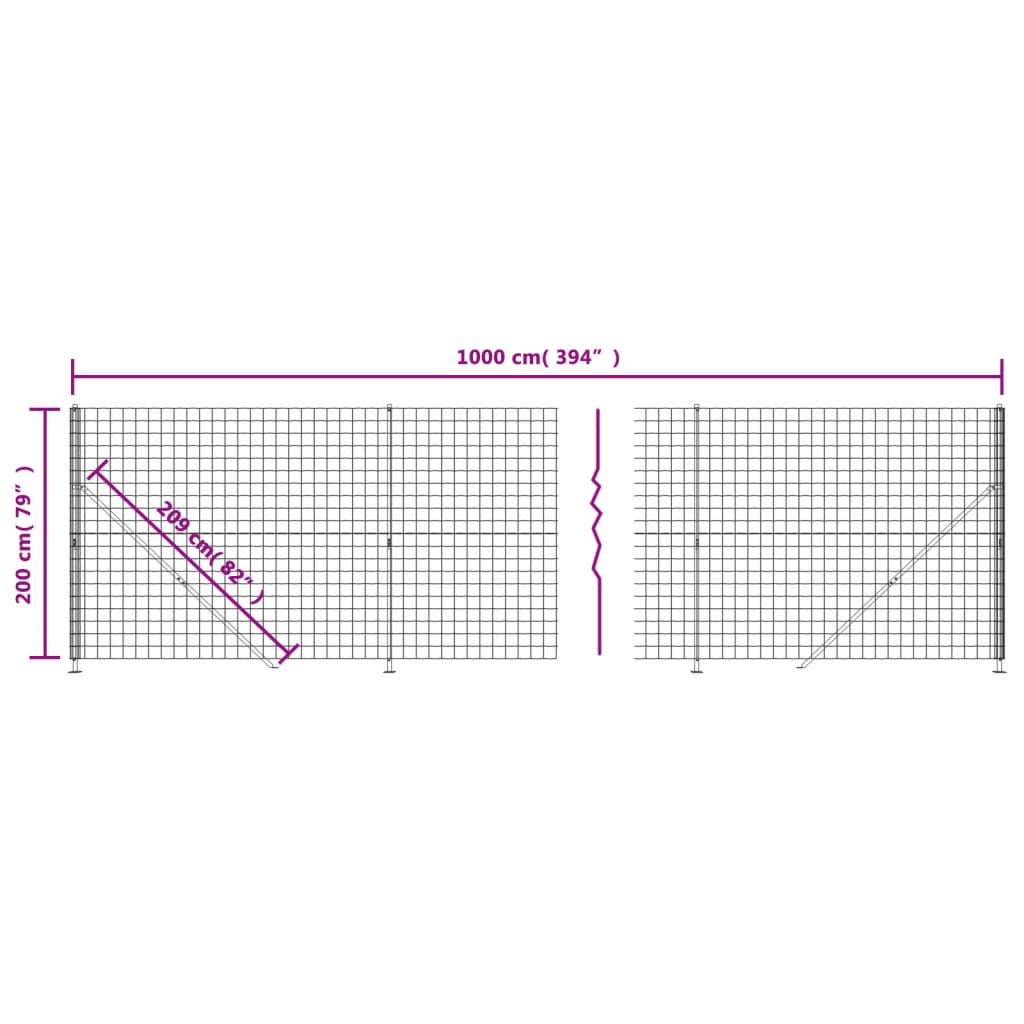 vidaXL Maschendrahtzaun mit Bodenflansch Anthrazit 2x10 m