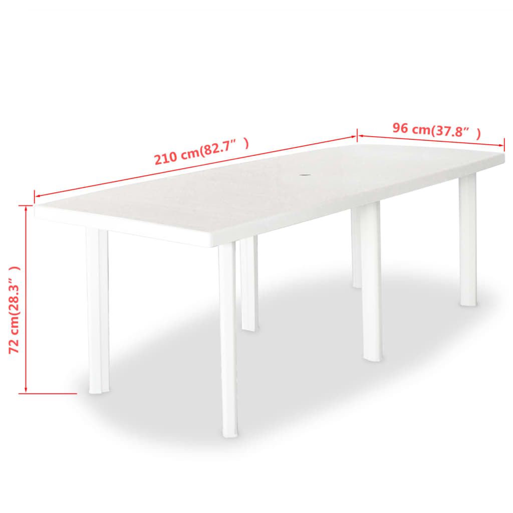 vidaXL Gartentisch Weiß 210 x 96 x 72 cm Kunststoff