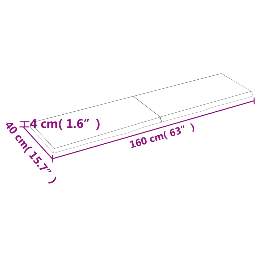 vidaXL Waschtischplatte 160x40x(2-4) cm Massivholz Unbehandelt