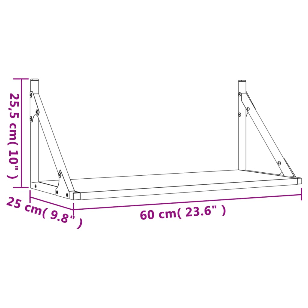 vidaXL Wandregale 2 Stk. Sonoma-Eiche 60x25x25,5 cm Holzwerkstoff