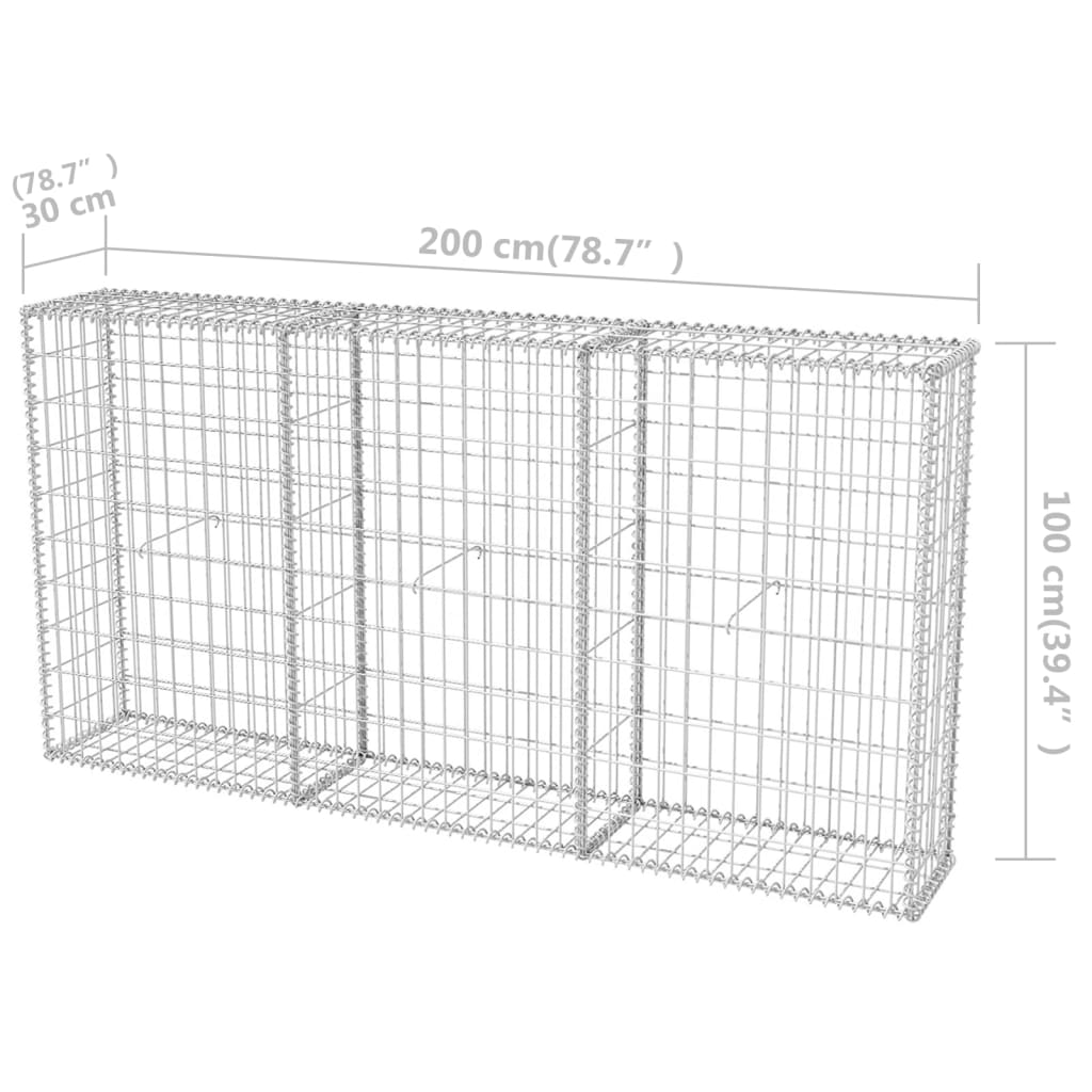 vidaXL Gabionenkorb Stahl 200×30×100 cm