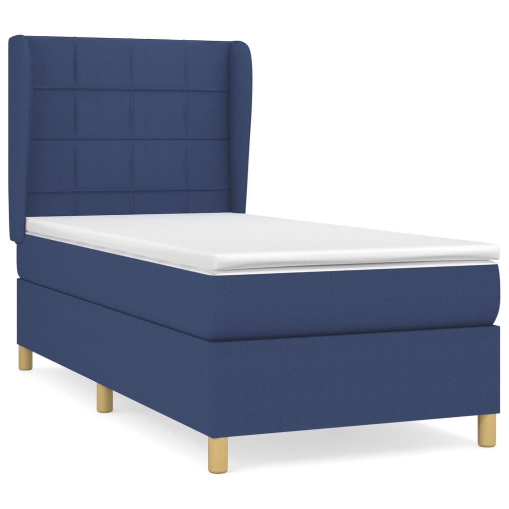 vidaXL Boxspringbett mit Matratze Blau 80x200 cm Stoff