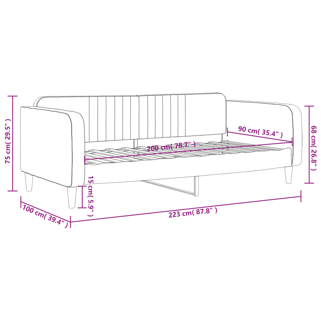 vidaXL Tagesbett Dunkelgrün 90x200 cm Samt