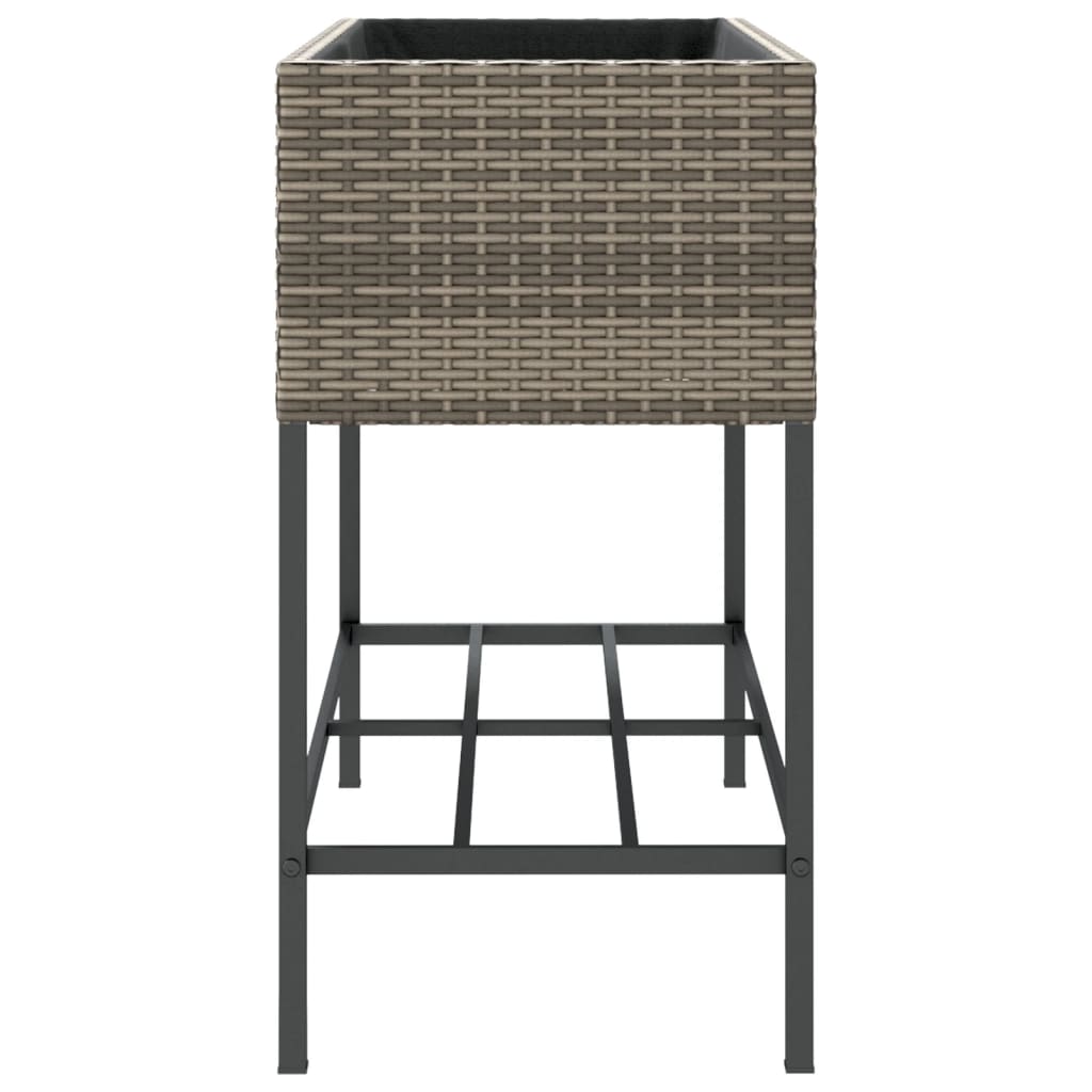 vidaXL Hochbeete mit Ablage 2 Stk. Grau 90x40x75 cm Poly Rattan