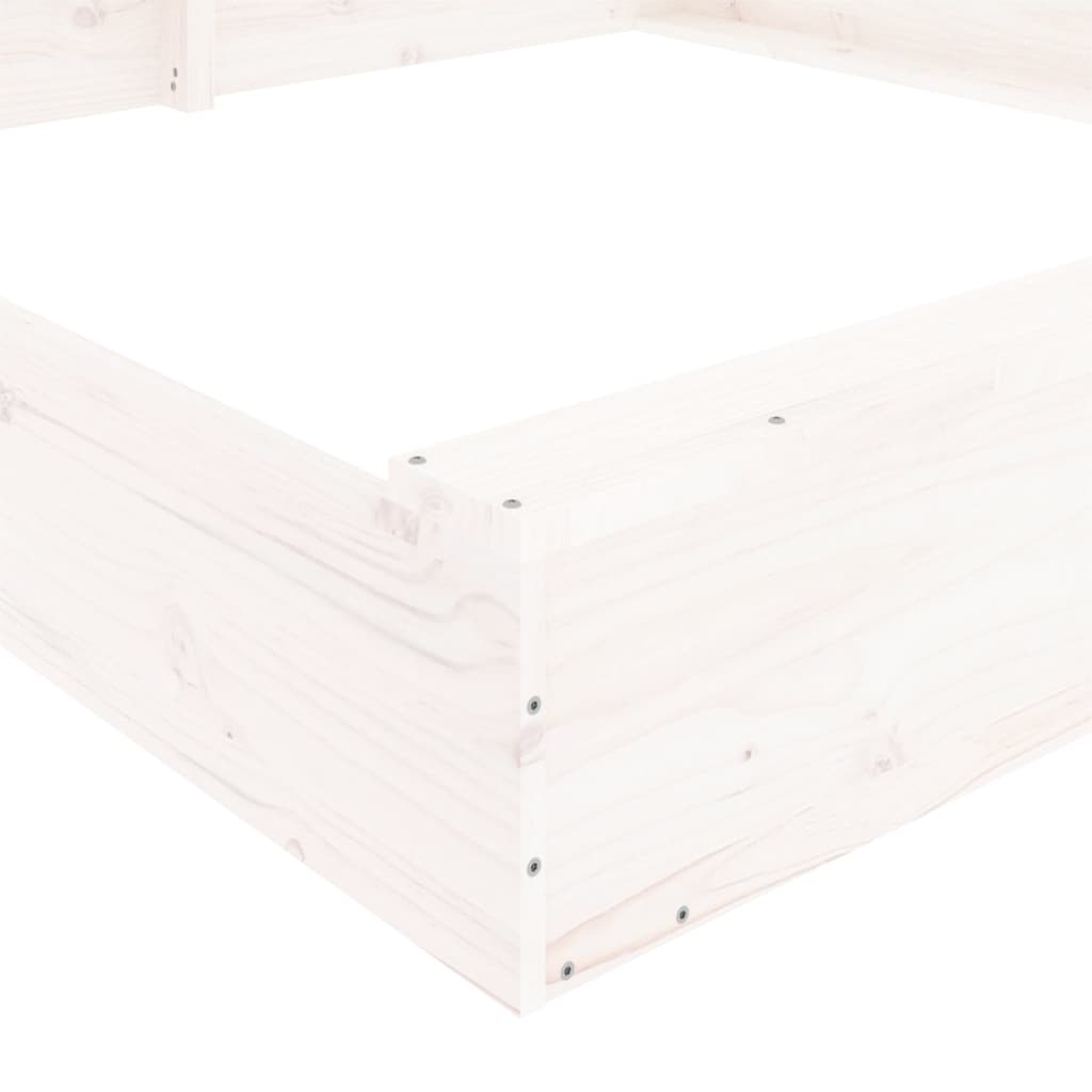 vidaXL Sandkasten mit Sitzen Weiß Quadratisch Massivholz Kiefer