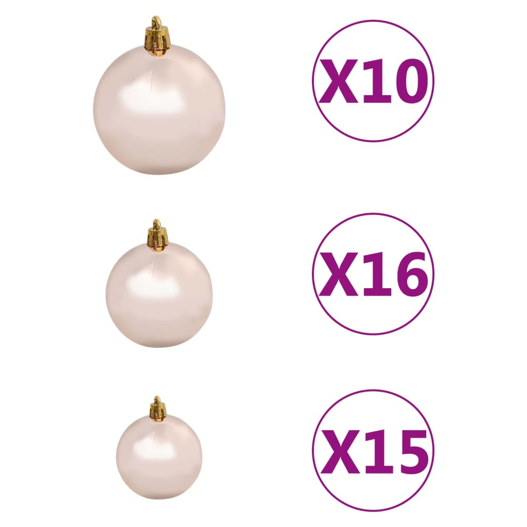 vidaXL Künstlicher Weihnachtsbaum mit Beleuchtung Kugeln Zapfen 210 cm