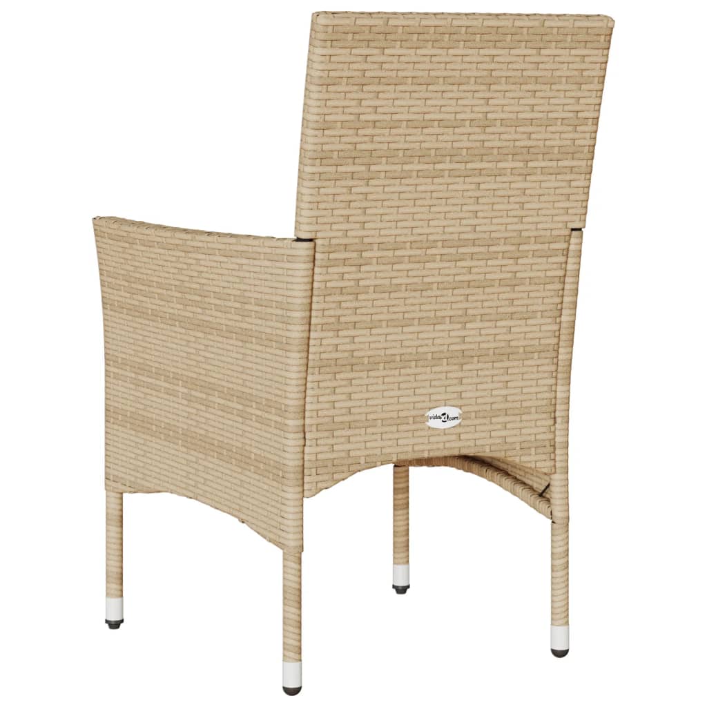 vidaXL Gartenstühle mit Kissen 2 Stk. Beige Poly Rattan