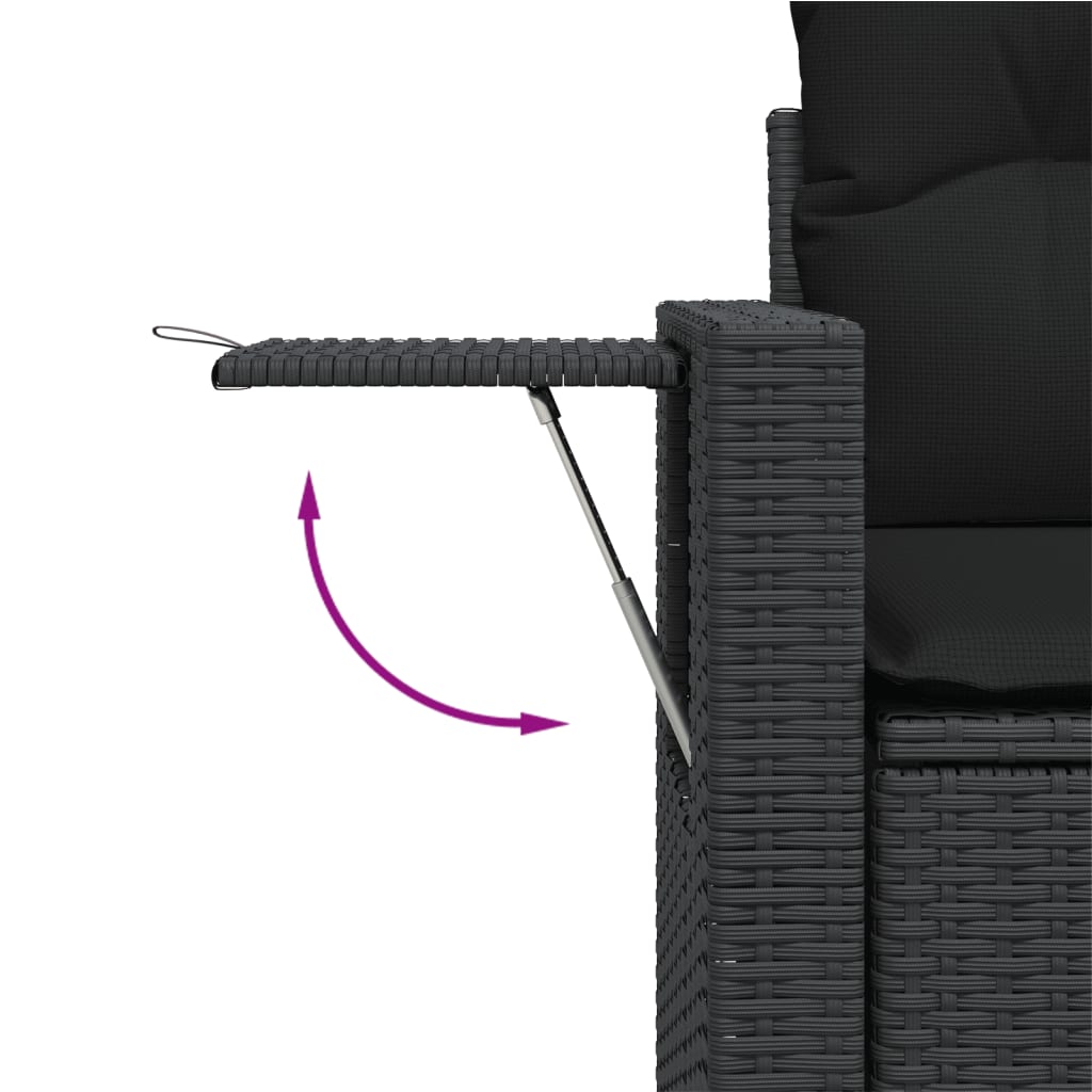 vidaXL 11-tlg. Garten-Sofagarnitur mit Kissen Schwarz Poly Rattan