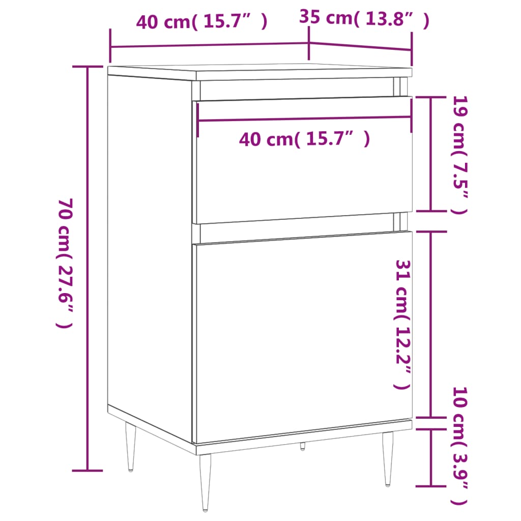 vidaXL Sideboard Grau Sonoma 40x35x70 cm Holzwerkstoff