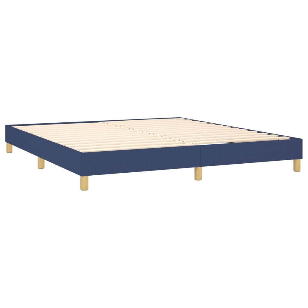 vidaXL Boxspringbett mit Matratze & LED Blau 180x200 cm Stoff