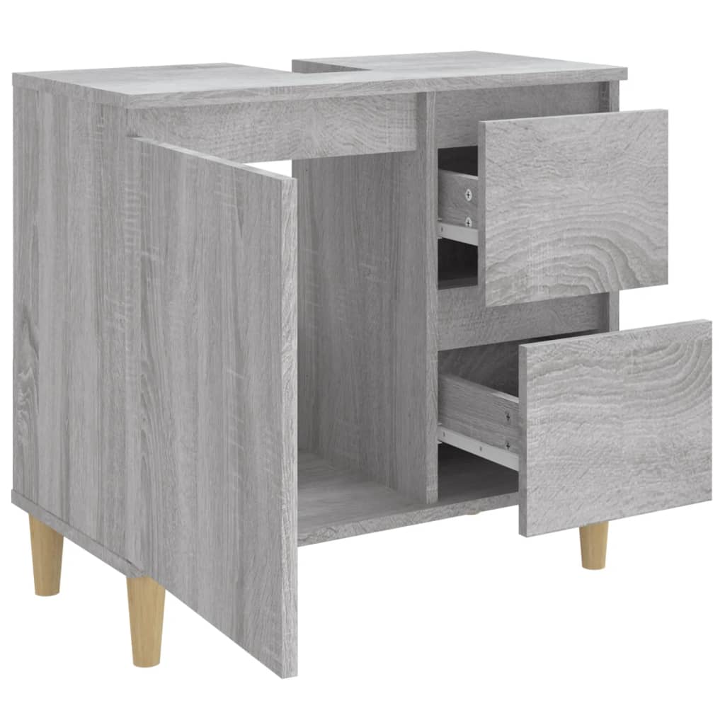 vidaXL Badschrank Grau Sonoma 65x33x60 cm Holzwerkstoff