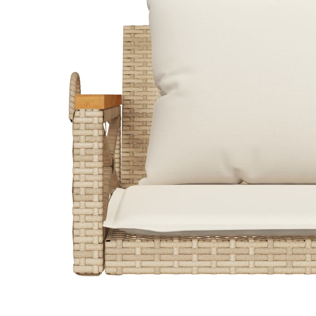 vidaXL Hängebank mit Kissen Beige 109x62x40 cm Poly Rattan