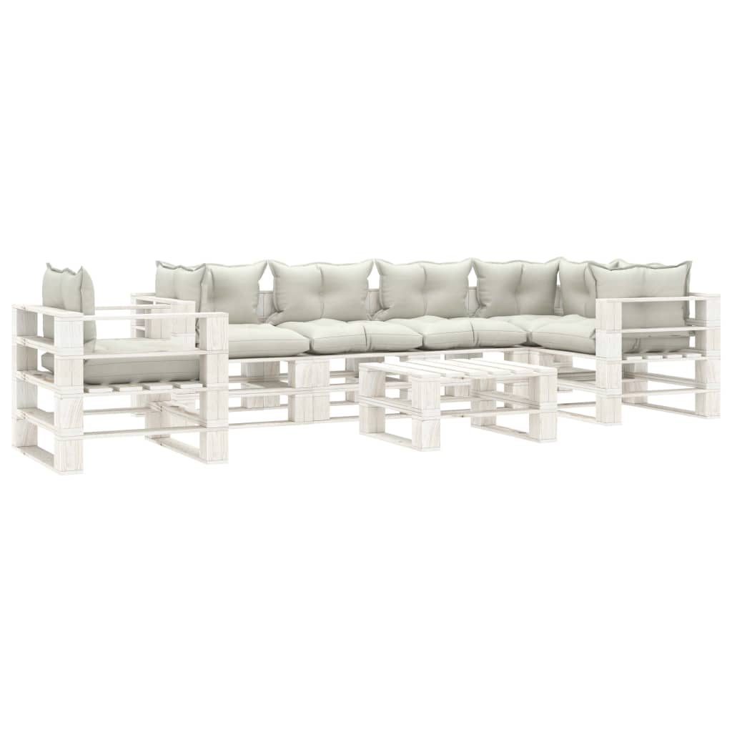 vidaXL 7-tlg. Paletten-Lounge-Set mit Kissen in Beige Holz